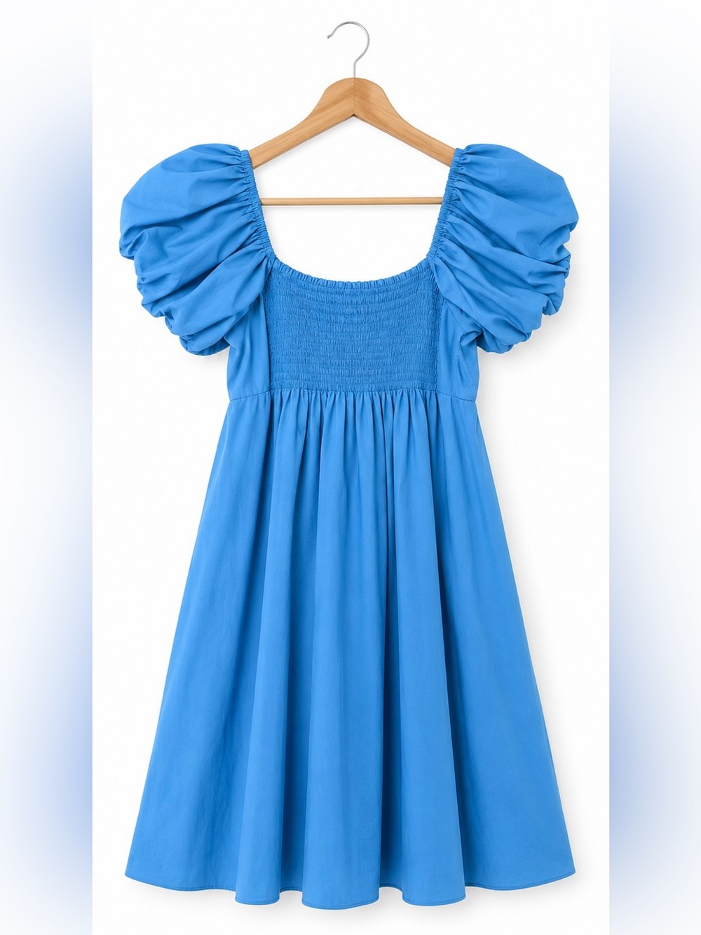 Abercrombie & Fitch Cornflower Blue Puff Sleeve Babydoll Mini Dress Medium - Picture 11 of 11